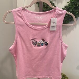 NWT Sanrio Hello Kitty Pink Crop Tank Top Large